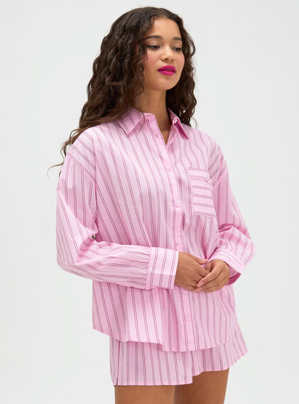 Striped oversized cotton short pyjama set